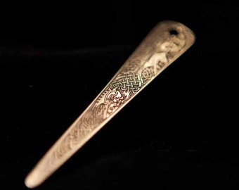 Celtic Art Pendant Etched in Brass from the Book of Kells, Handmade in Ireland.