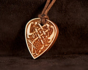 Celtic Art Pendant, Etched in Cherry Wood. Adapted from The Book of Kells.
