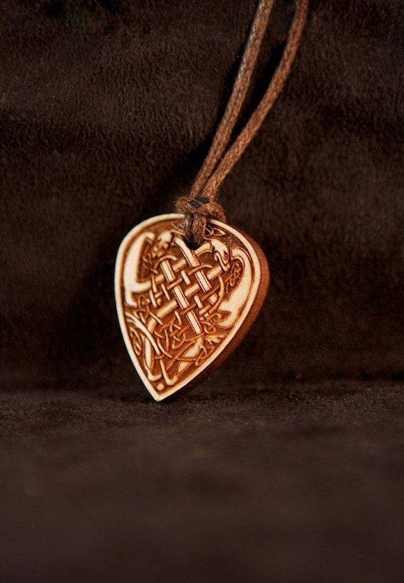 Celtic Art Pendant, Etched in Cherry Wood. Adapted from The Book of Kells.