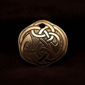 Celtic Art Pendant Etched in Brass in the Pictish style. Handmade in Ireland.