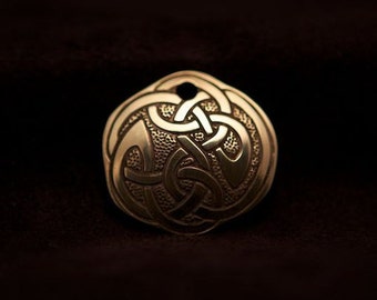 Celtic Art Pendant Etched in Brass in the Pictish style. Handmade in Ireland.