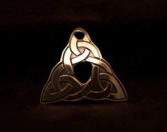 Celtic Art Pendant Etched in Brass in the Pictish style. Handmade in Ireland.