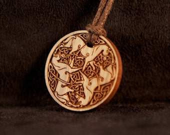Celtic Pendant, Etched in Cherry Wood. Contemporary design by George Bain 1950's
