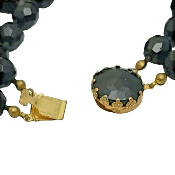 Vintage Austria Faceted Black Bead Bracelet Two S… - image 8
