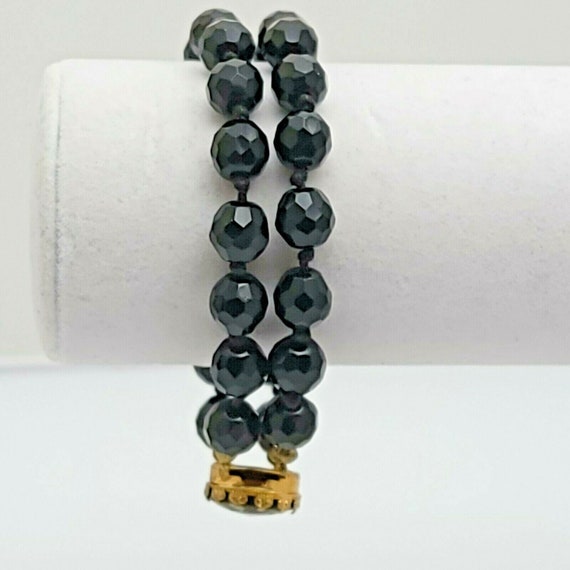 Vintage Austria Faceted Black Bead Bracelet Two S… - image 4