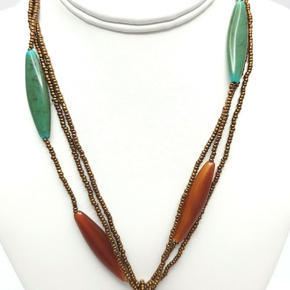 Artisan Multi Stand Statement Pendant Necklace Fa… - image 4