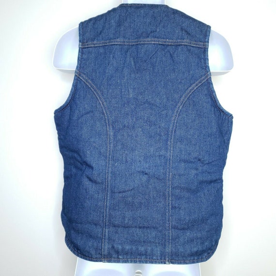 Vintage Wrangler Denim Jean Vest Sherpa Lined Men… - image 3