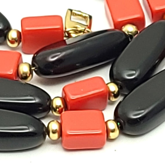 Vintage Napier Red Black Gold Lucite Acrylic Bead… - image 4