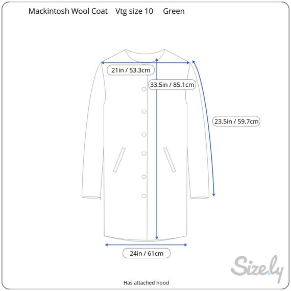 Mackintosh New England Hooded Wool Coat 10 Green … - image 4