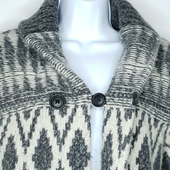 Chunky Knit Jacquard Lambs Wool Cardigan Sweater … - image 7