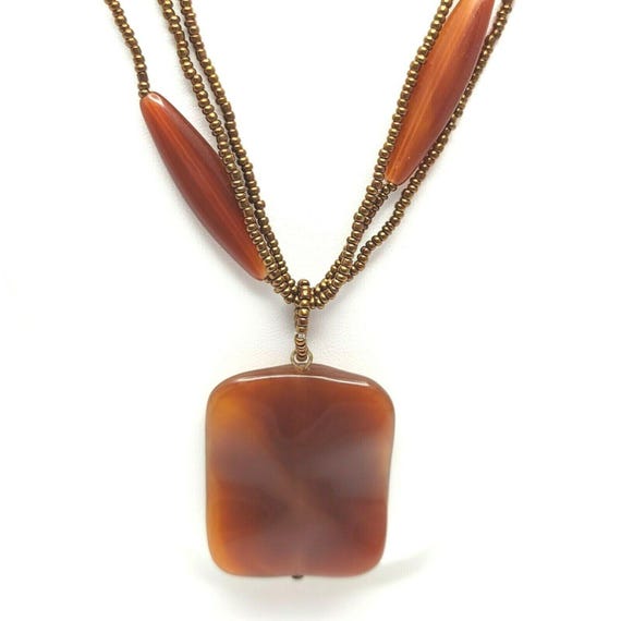 Artisan Multi Stand Statement Pendant Necklace Fa… - image 3