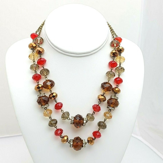 Vintage Crown Trifari Faceted Glass Bead Necklace… - image 3