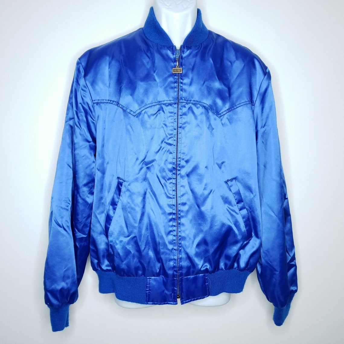 Vintage Walls Nylon Varsity Jacket Blue Satin Lined Track - Etsy
