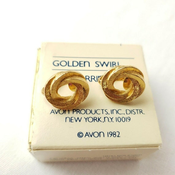 Vintage 80s Avon Golden Swirl Clip On Earrings Te… - image 6