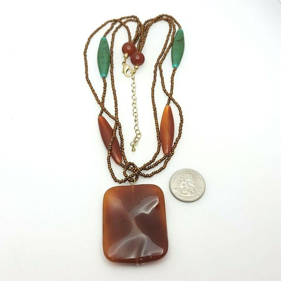 Artisan Multi Stand Statement Pendant Necklace Fa… - image 7