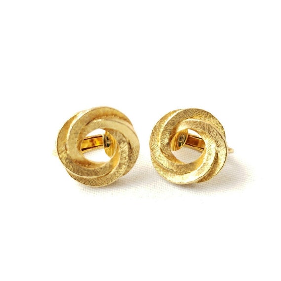 Vintage 80s Avon Golden Swirl Clip On Earrings Te… - image 5