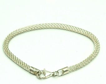 Vintage 925 Italy SU Silver Mesh Chain Bracelet – Minimalist Classic Style