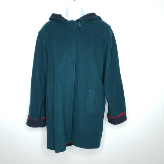 Mackintosh New England Hooded Wool Coat 10 Green … - image 1