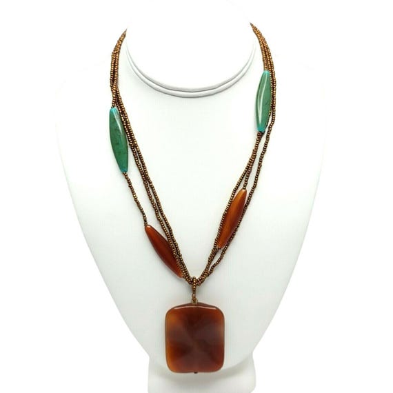 Artisan Multi Stand Statement Pendant Necklace Fa… - image 1