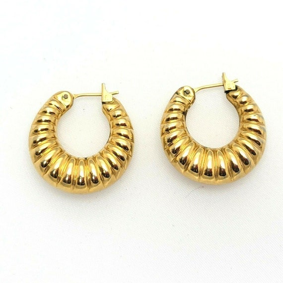 Monet Textured Rope Hoops and Small Shell Stud Ea… - image 9