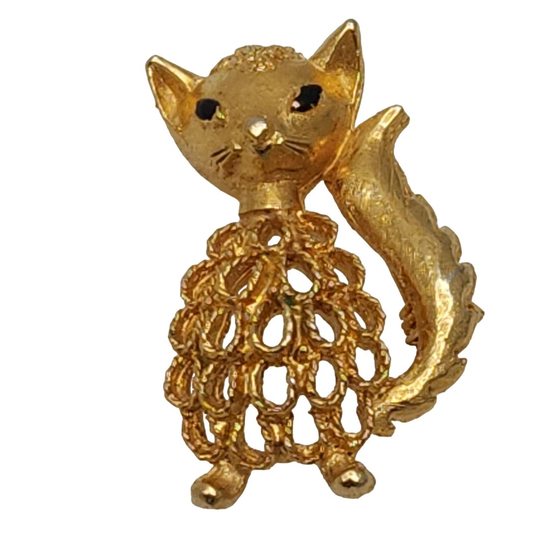 Vintage Mamselle Gold Tone Cat Brooch Kitten Pin Figural Etsy