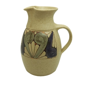 Vintage Handcrafted Pottery Pitcher Signed Stoneware Pinch Spout Kitchen Decor