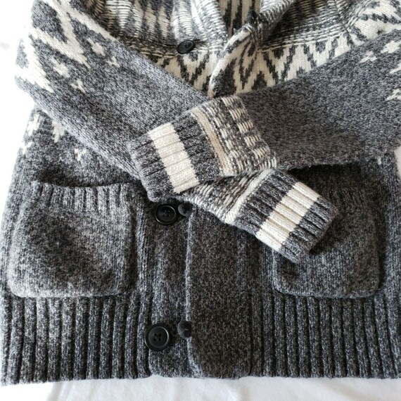 Chunky Knit Jacquard Lambs Wool Cardigan Sweater … - image 6