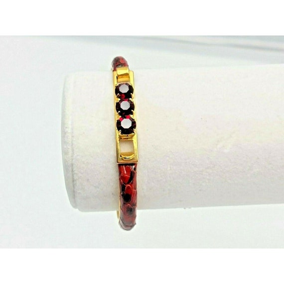 Peruzzi Florence Red Rhinestones Snakeskin Bracel… - image 7