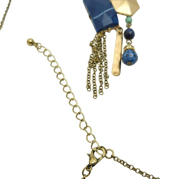 Statement Abstract Design Bead Necklace Gold Tone… - image 8