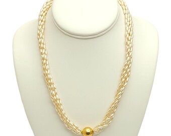Vintage Napier Imitation Barrel Pearl Necklace – Twisted Choker Statement Jewelry, Elegant Dressy Accessory