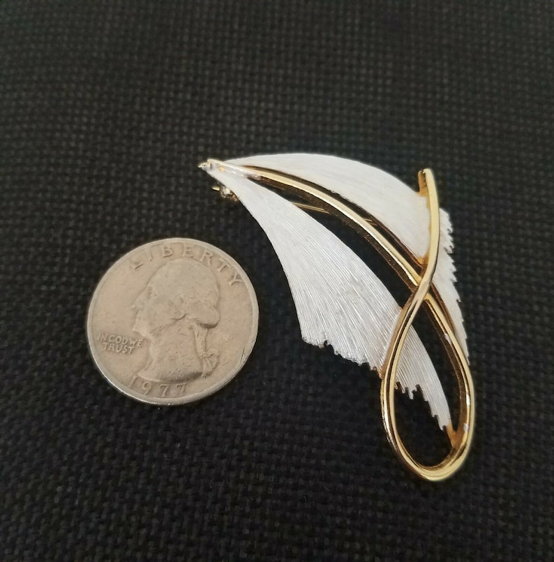 Signed JJ Brushed White Enamel Brooch Gold Tone Abstract Etsy