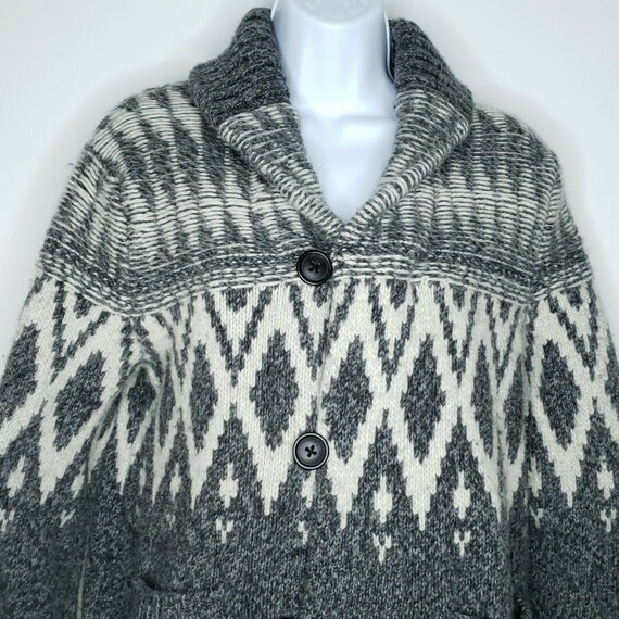 Chunky Knit Jacquard Lambs Wool Cardigan Sweater … - image 2
