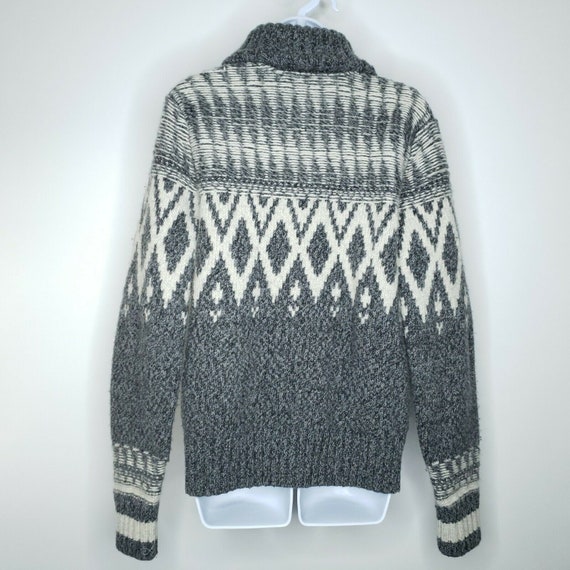 Chunky Knit Jacquard Lambs Wool Cardigan Sweater … - image 3