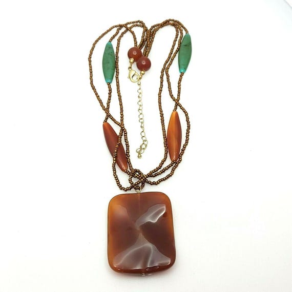 Artisan Multi Stand Statement Pendant Necklace Fa… - image 2