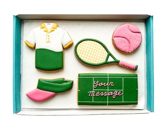 Tennis Biscuit Set, Hand-Iced Cookies, Tennis Fan Gift