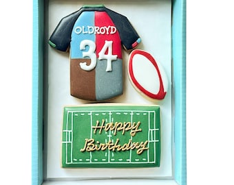 Personalised Rugby fan Birthday biscuits, Gift for Rugby fan, Father’s Day gift idea, Gift for dad