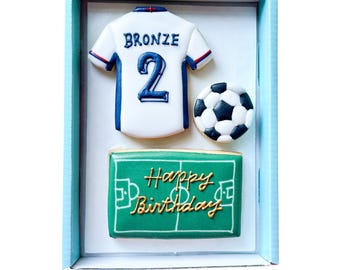 Personalised Football fan Birthday biscuits, Gift for Football fan, Premier league, Father's Day gift idea