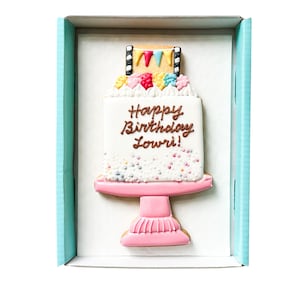 Personalised Birthday cake biscuit, Birthday gift, Happy Birthday cookies, Hand-iced biscuit