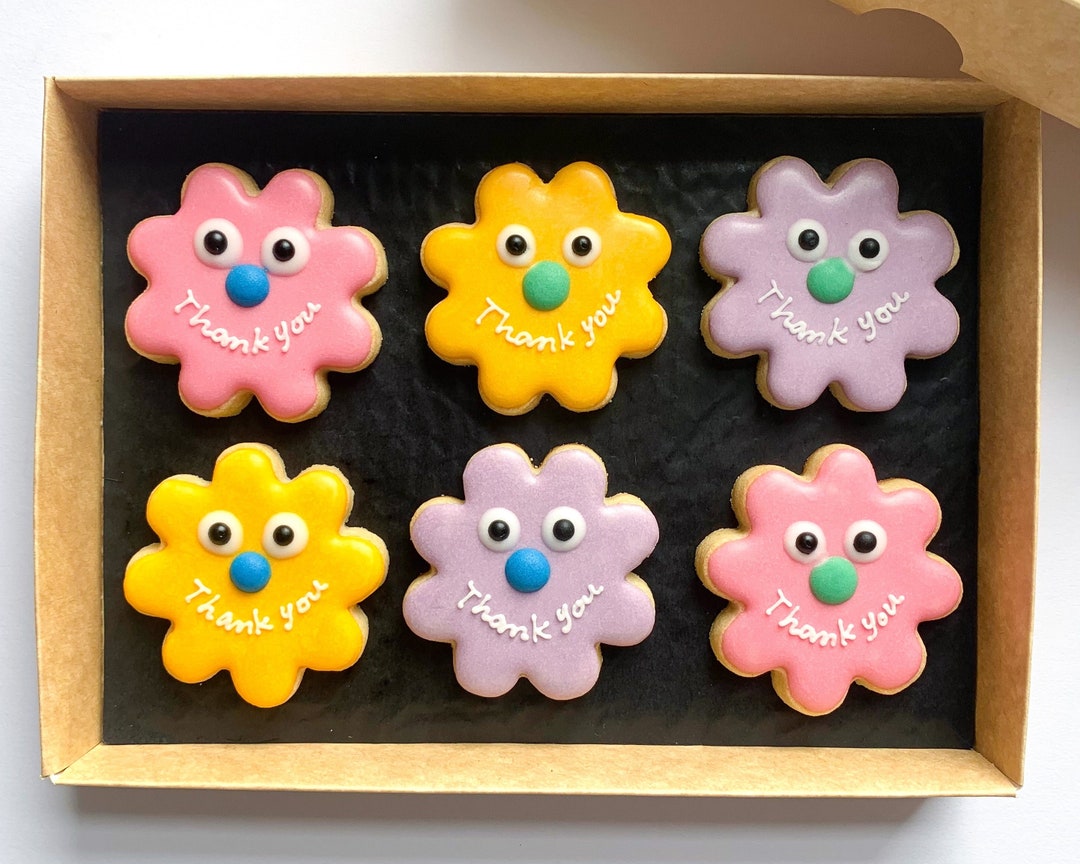 Thank You Biscuits Love You Biscuits Handiced Flower Etsy
