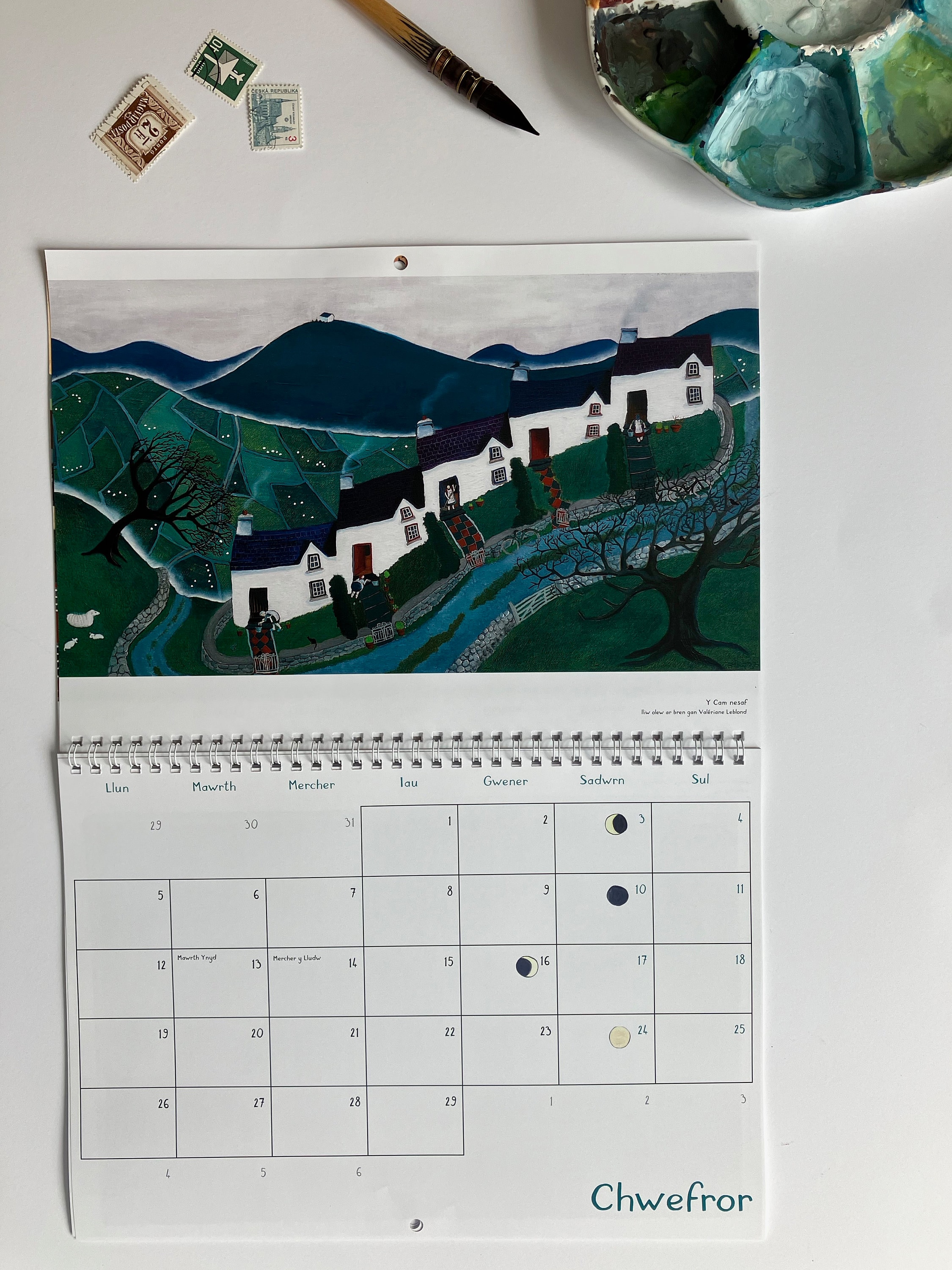 Welsh calendar 2024 illustrated by Valriane Leblond sold by Luisa