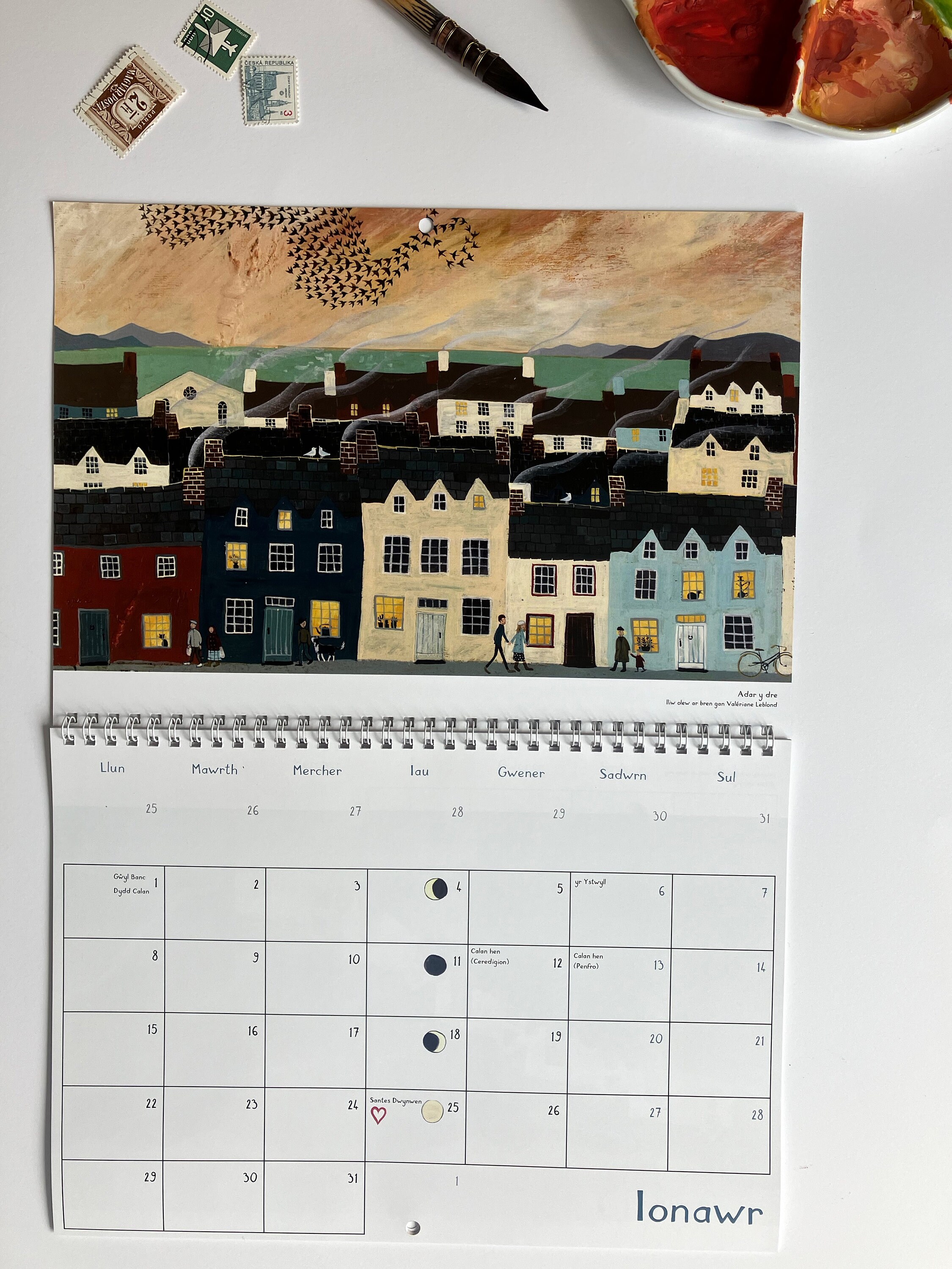 Welsh calendar 2024 illustrated by Valriane Leblond sold by Luisa