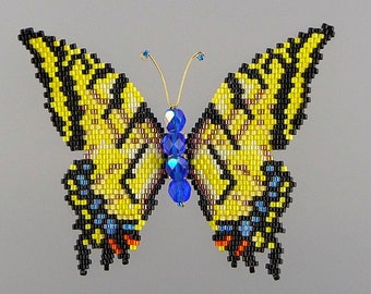Kit de cuentas para mariposa cola de golondrina tigre amarilla brillante (incluye patrón/tutorial)