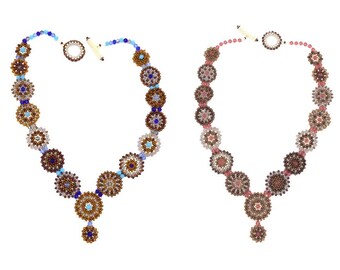 Mandalas in Bronze Necklace Pattern and Tutorial in two colorways