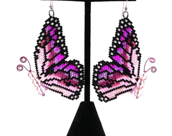 Pink Ombre Monarch Butterfly Earrings