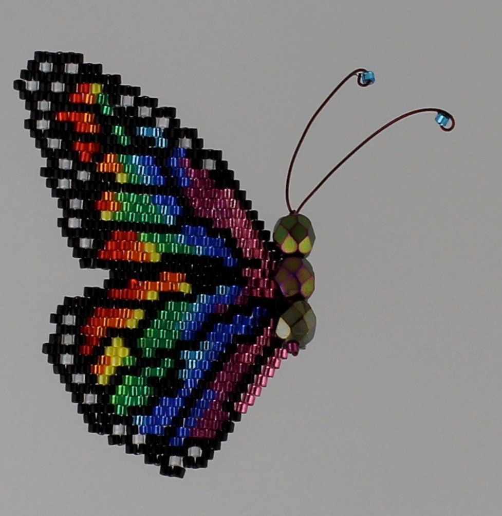 Bead Kit for Rainbow Monarch butterfly (includes pattern/tutorial)