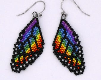 Large Rainbow Monarch Butterfly Wing Earrings