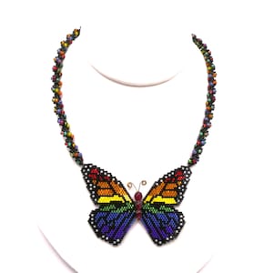 Rainbow Monarch Butterfly Necklace 18 inches
