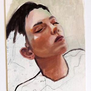 Mini Portrait Painting - Oil Painting on Artist Board - Original