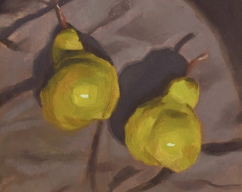 Oil Painting Original - 6x6' panel - Pears Painting Still Life