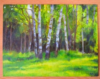 Original Oil Painting - Birch Forest